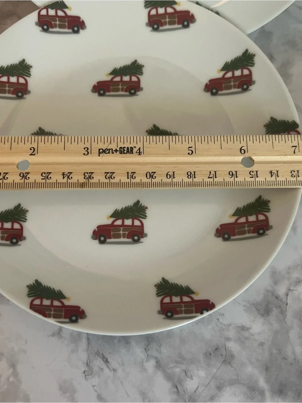Pottery Barn Woody Wagon Christmas Tree Salad Plates Set of 2